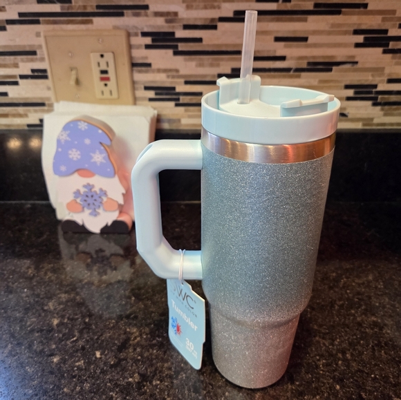 Other - Glittery Blue Tumbler with Handle